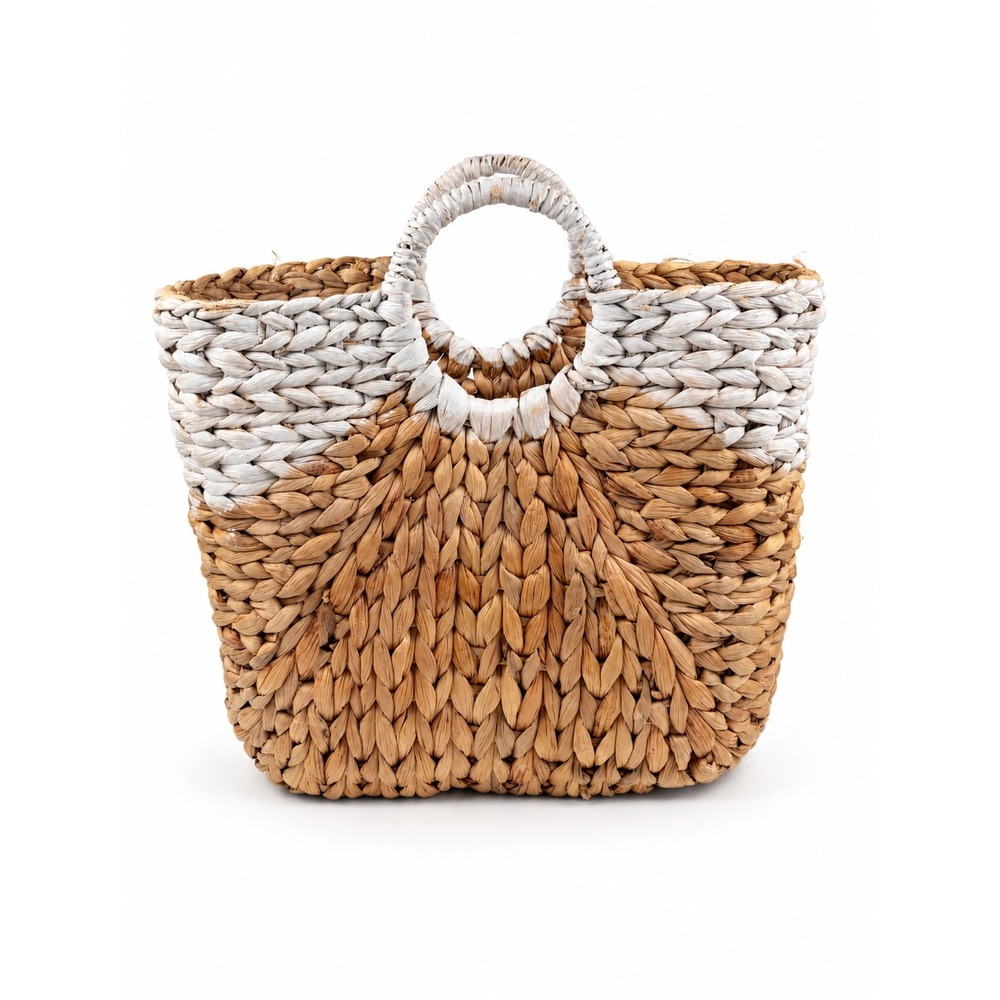 Boho Vintage Y2K Woven Straw Basket Bohemian Beach Summer Bag Purse